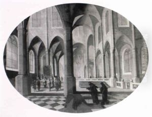 A Gothic Church Interior With The Presentation Of Christ by Hans Jurriaensz van Baden