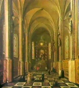 Kircheninneres Mit Vielen Figuren.