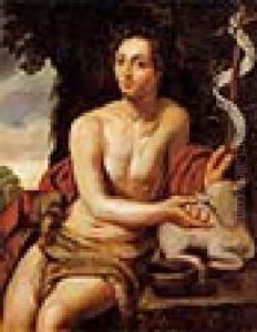 Johannes Der Taufer In Einer Landschaft by Frans Badens