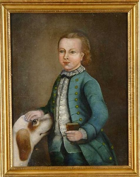 Portrait Of A Small Boy With A Dog - view 1