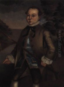 Portrait Of A Young Boy With A Fishing Rod by Joseph Badger