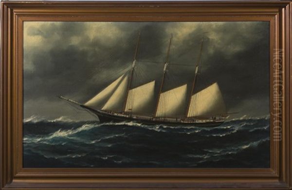The Three-masted Schooner Van Name & King In Stormy Seas - view 1