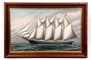 Ship's Portrait Of The "clifford N. Carver" by Solon Francis Montecello Badger