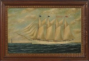 Portrait Of The Schooner "young Brothers" by Solon Francis Montecello Badger