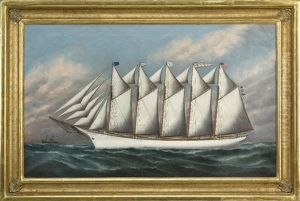 Portrait Of The Five Masted Schooner "fuller Palmer"