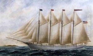 The Four-masted Schooner "jennie S. Butler" Of Bath, Maine by Solon Francis Montecello Badger
