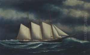 American Three-masted Schooner "e.i. Morrison" by Solon Francis Montecello Badger