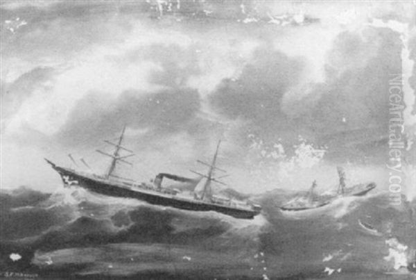 "cunard R.m.s. Batavia" Mid-atlantic Rescue 1868 - view 1