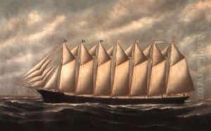 Portrait Of The American Schooner 'thomas W. Lawson' Under Full Sail... by Solon Francis Montecello Badger