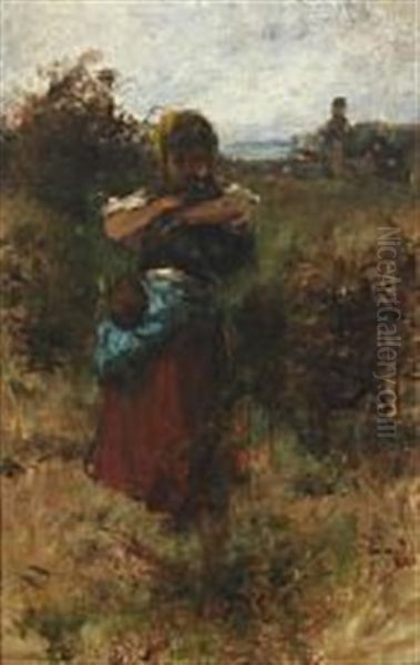 Peasant Girl Holding A Hen - view 1