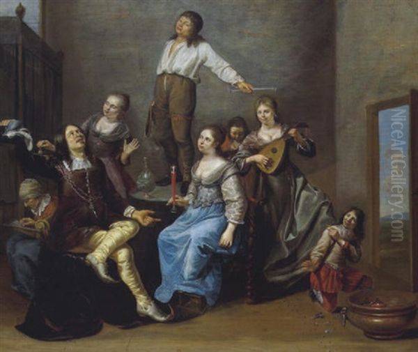 Frohliche Gesellschaft Bei Musik Und Spiel - view 1