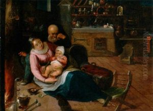 The Holy Family In A Kitchen Interior by Cornelis de Baellieur