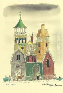 Fanciful Victorian House By The Shore by Charles Adams