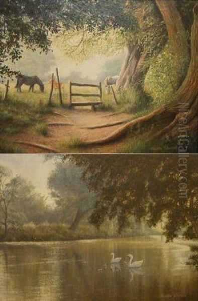 Stile Near Dedham Mill; And Swans On The Stour (see Inscriptions Verso) - view 1
