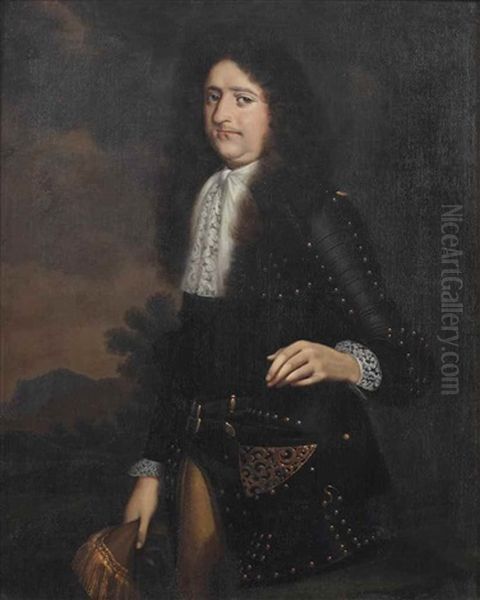 Portrait Of A Nobleman, Three-quarter Length, In Armour And A Lace Ruff, Standing Before An Italianate Landscape - view 1