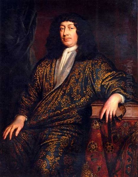 Portrait Of A Nobleman, Three-quarter-length, Seated, In A Brocaded Japansche Rok, Nearby A Draped Table - view 1