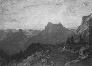 Abendstimmung Im Hochgebirge by Fritz Baer
