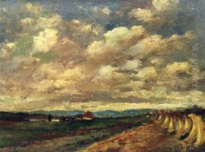 Landschaft Mit Getreidegarben by Fritz Baer