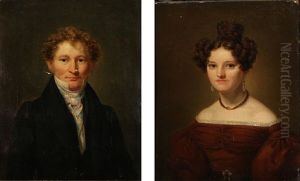 A Pair Of Portraits Of Ludvig Carsten Hauch And Wife by Emilius Ditlev Baerentzen