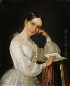 Portrait Of The Danish Actress Johanne Luise Heiberg (1812-1890) by Emilius Ditlev Baerentzen