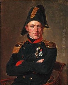 Portrait Of Naval Officer Soren Ludvig Tuxen (1790-1856) by Emilius Ditlev Baerentzen