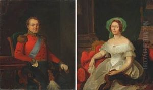 Portraits Of King Chr. Viii And Queen Caroline Amalie (2 Studies) by Emilius Ditlev Baerentzen