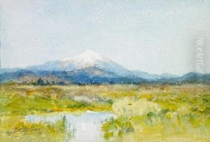 Lake And Distant Snowcapped Mountain by Charles Partridge Adams