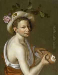 Junger Hirte Mit Taube by Johannes Baers