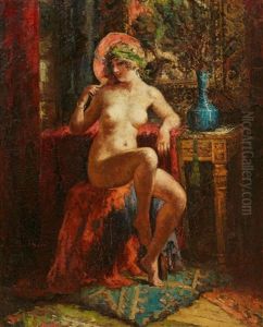 Seated Female Nude by Emile Baes