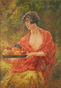 Jeune Femme Au Plateau De Fruits Jeune Femme Au Plateau De Fruits