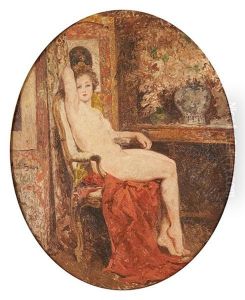 Nu Dans L'atelier by Emile Baes