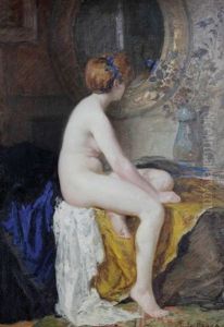 Nu Assis Devant Le Miroir by Emile Baes