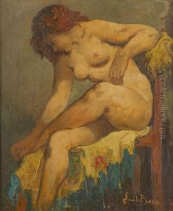 Jeune Femme Nue A La Chaise by Emile Baes