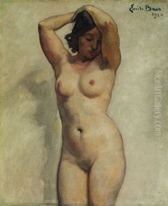 Stehender Madchenakt by Emile Baes