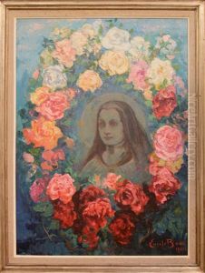 Heiligenportrait In Rosenranken
