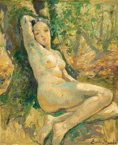 Dans Les Bois - Nu Assis by Emile Baes