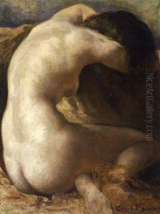 Femme Nue La Chevelure Denouee by Emile Baes
