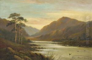 Evening Andmorning, Highland Loch Scenes A Pair, Oil On Canvas One Signedlower Left, The Other Lower Right 50cm X 76cm by Clement Adams