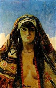 Portrait De Jeune Fille Orientale by Emile Baes