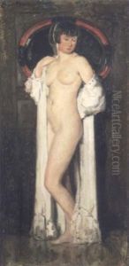 Nu Au Drape Blanc by Emile Baes