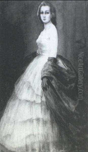 Portrait De Dame En Robe Rose - view 1
