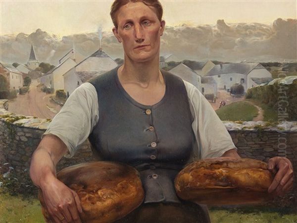 Peasant Carrying Two Loafs Of Bread - view 1