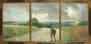 Le Chemineau (triptych) by Firmin Baes