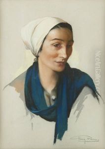 Femme A L'echarpe Bleue