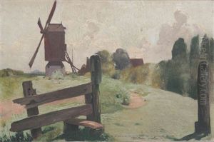 Paysage Avec Des Moulins A Vent by Firmin Baes
