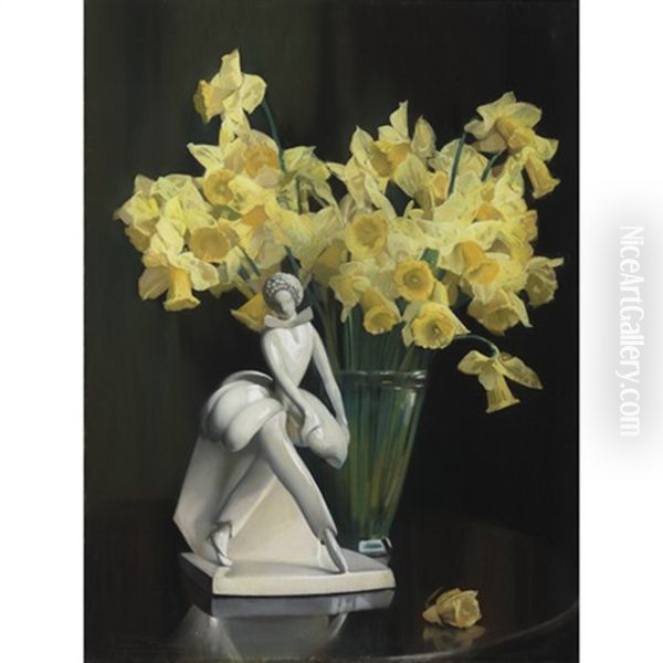 Still Life, Daffodils And A Blanc De Chine Dancer - view 1