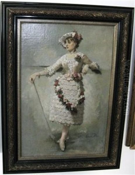 Portrait Einer Dame Mit Rosenbesticktem Kleid - view 1