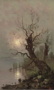 A Tree On The Banks Of A Moonlit Lake by Anatolii Pavlovich Baev