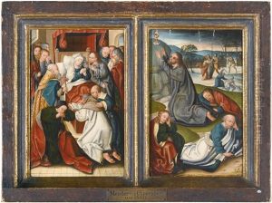 The Dormition Of The Virgin; The Agony In The Garden (pair) by Jan (the Master of Cappenberg) Bagaert