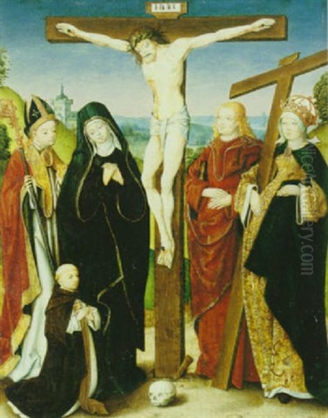 Christus Am Kreuz, Darunter Der Heilige Augustinus Und Die Heilige Kaiserin Helena - view 1